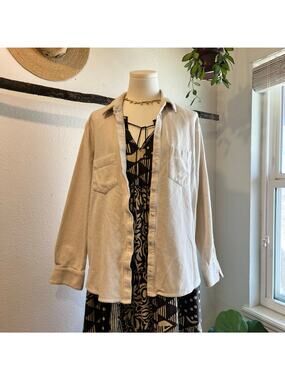 Madewell Cream Cotton Button Side Oversized Shirt Size Medium